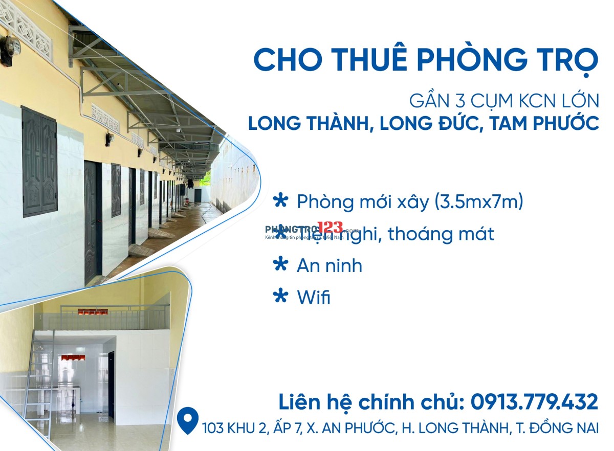 NHA TRO AN KHANGCHO THUÊ PHÒNG TRỌGẦN 3 CỤM KCN LỚNLONG THÀNH, LONG ĐỨC, TAM PHƯỚC