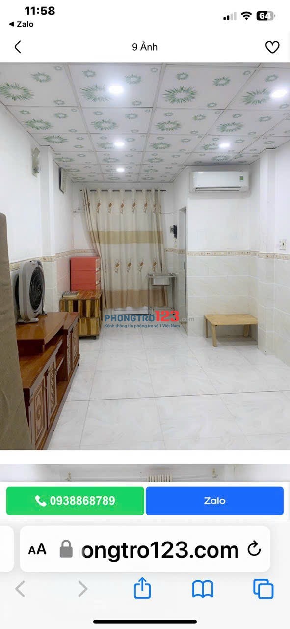 Phòng trọ Bình Thạnh cho thuê gấp, sạch đẹp, đầy đủ tiện nghi chỉ 3.5tr (Ưu tiên hộ gia đình, sv nam)