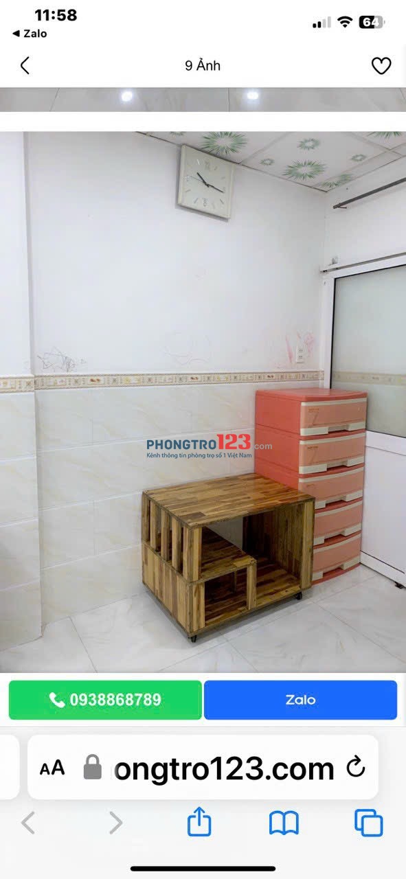 Phòng trọ Bình Thạnh cho thuê gấp, sạch đẹp, đầy đủ tiện nghi chỉ 3.5tr (Ưu tiên hộ gia đình, sv nam)