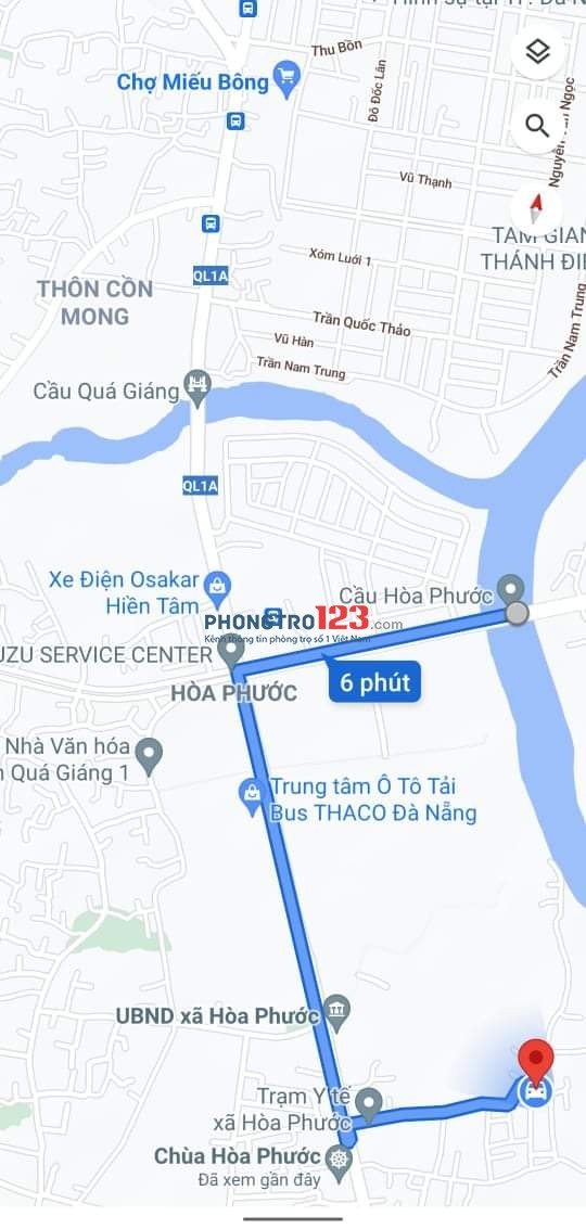 CHO THUÊ PHÒNG TRỌ KHU VỰC HÒA PHƯỚC( GẦN CHÙA HÒA PHƯỚC), HÒA VANG, TP ĐÀ NẴNG