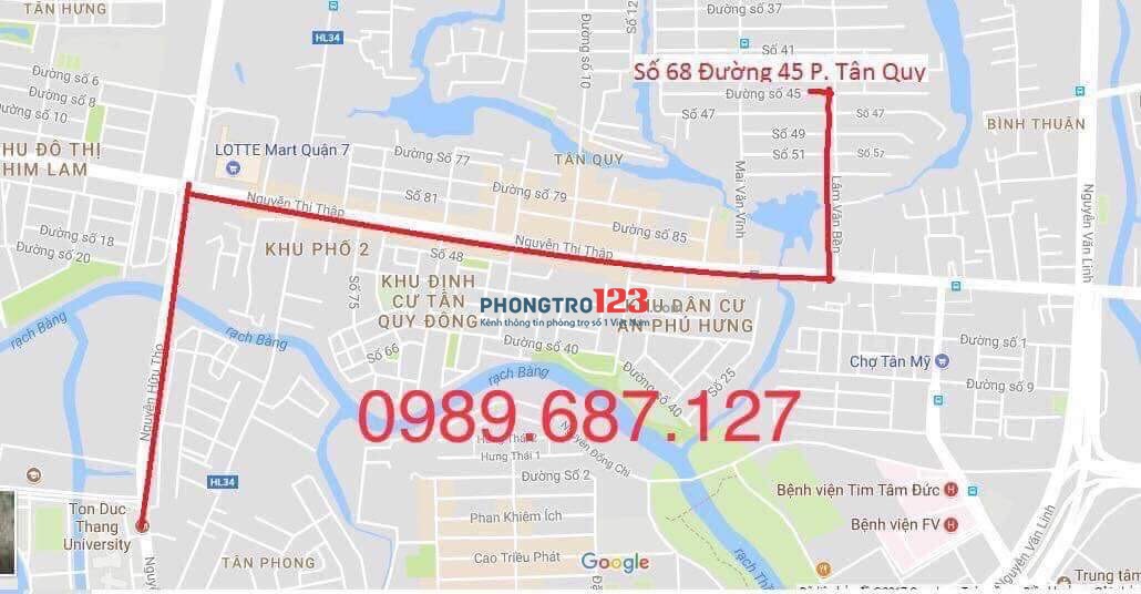 CHO THUÊ TẦNG TRỆT TẠI PHỐ SÔ 45, TÂN QUY QUẬN 7