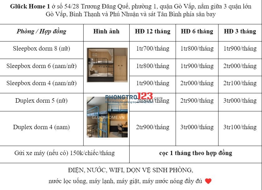 Ký Túc Xá - Duplex mini trên ngủ dưới học cao cấp gần ĐH Công Nghiệp giá từ 2tr8 bao phí