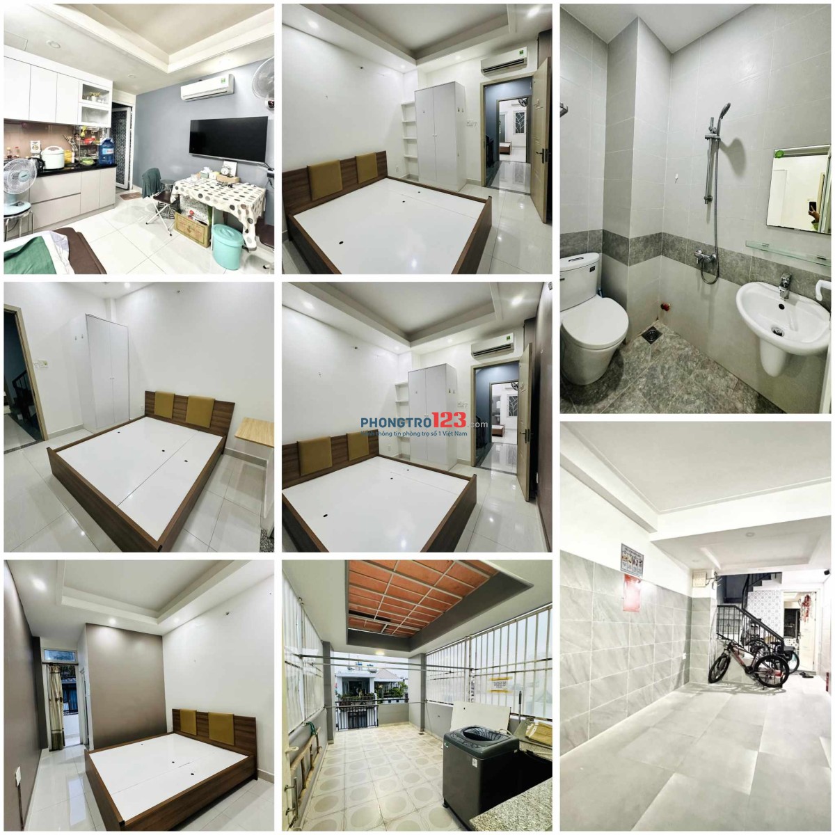 Cho Thuê Phòng Q Bình Thạnh.fuff nội thất cao cấp.mới keng 100% tolet riêng ban công.4tr3
