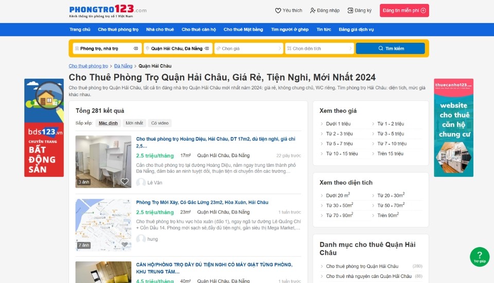 Thuê phòng trọ Quận Hải Châu giá rẻ tại Phongtro123.com