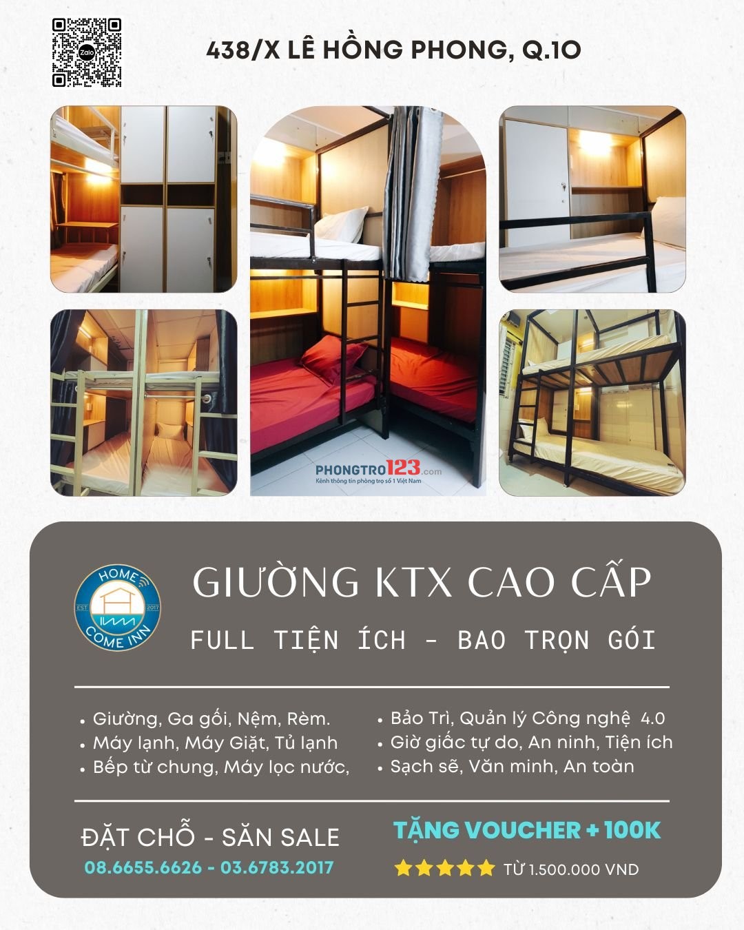 KTX cao cấp, giá rẻ tại Lê Hồng Phong, Q.10