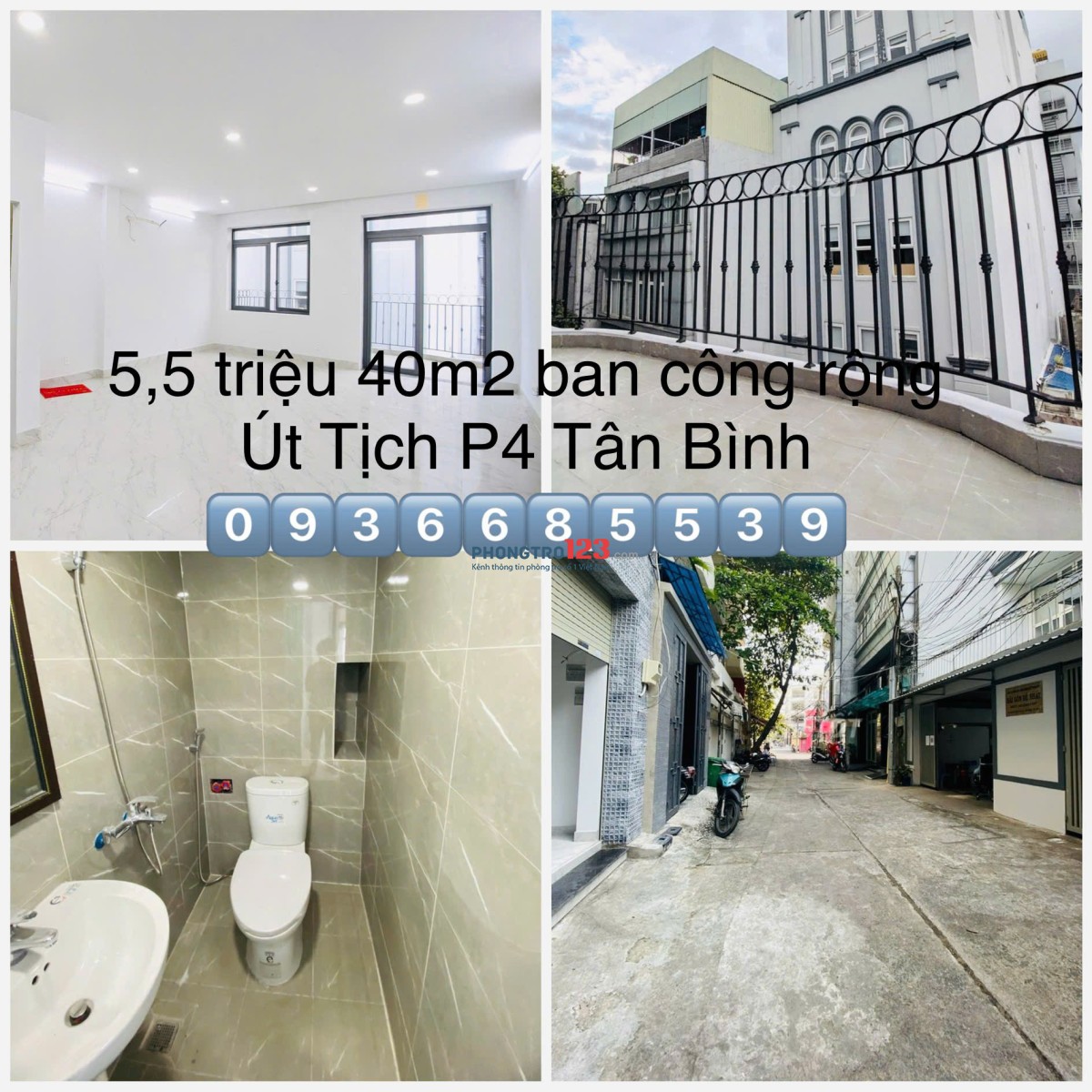 Phòng mới rộng 40m2 ban công rộng khu VIP Út Tịch Tân Bình chỉ 5,5tr