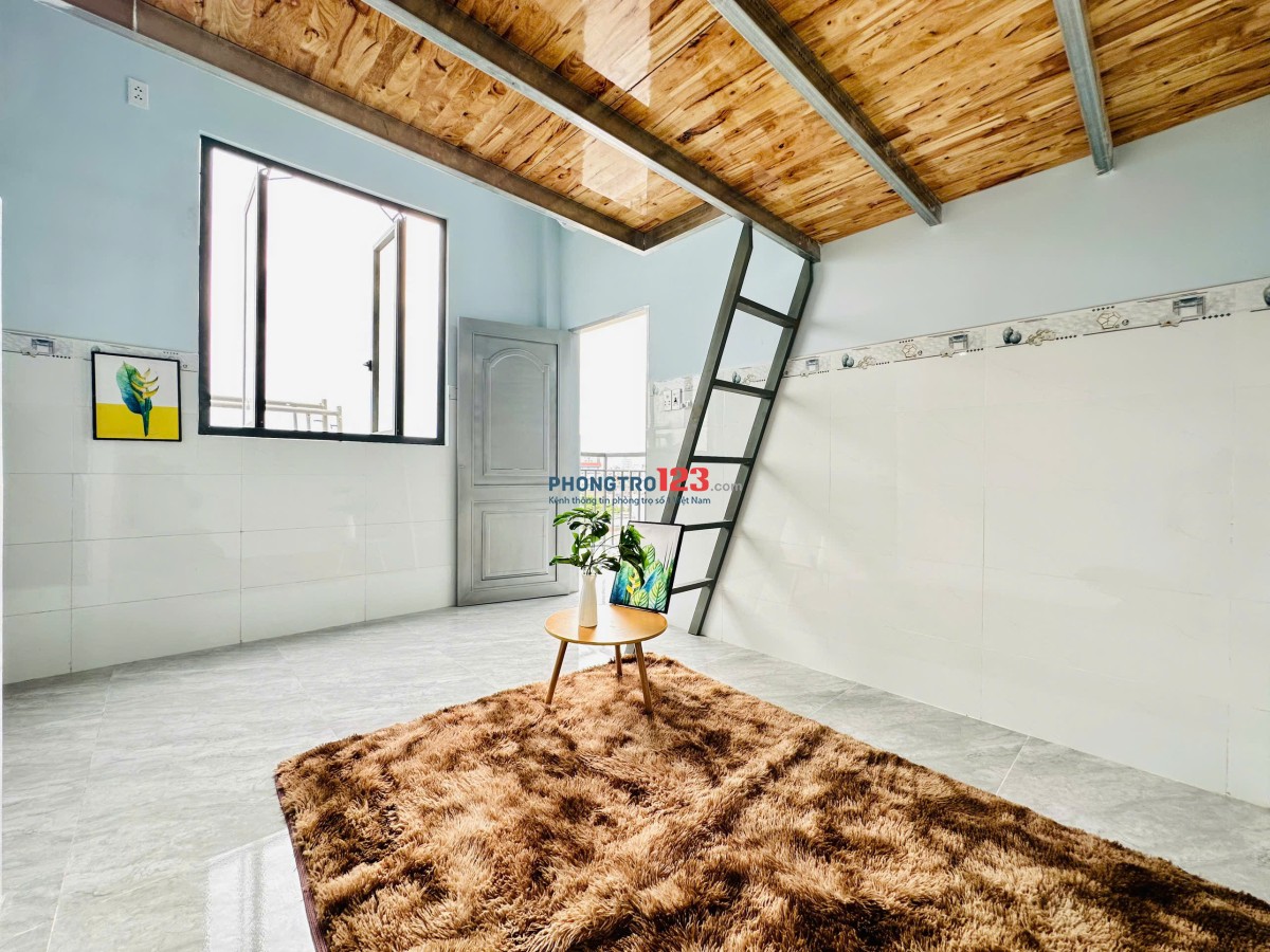 Cho thuê phòng trọ mới xây 100% banconl cửa sổ trời thoáng mát có máy lạnh