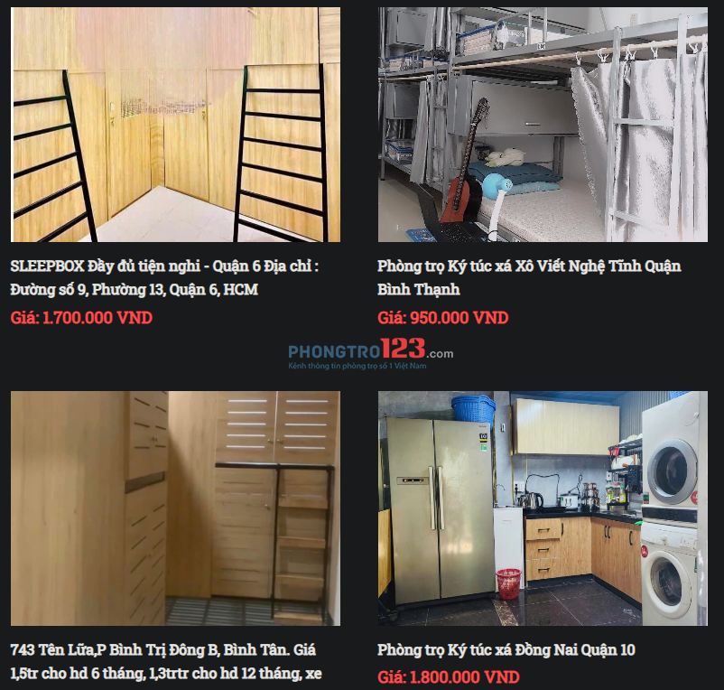 PHÒNG TRỌ – KÝ TÚC XÁ CAO CẤP GIÁ RẺ CHỈ TỪ 950K/THÁNG – FULL TIỆN NGHI, GIỜ GIẤC TỰ DO