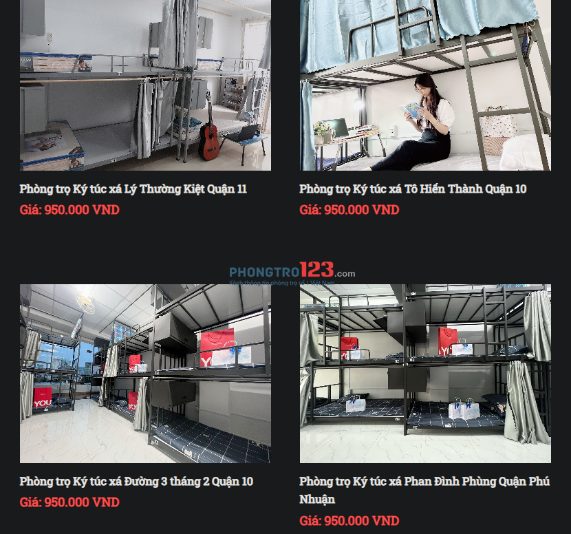 PHÒNG TRỌ – KÝ TÚC XÁ CAO CẤP GIÁ RẺ CHỈ TỪ 950K/THÁNG – FULL TIỆN NGHI, GIỜ GIẤC TỰ DO