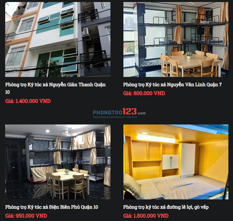 PHÒNG TRỌ – KÝ TÚC XÁ CAO CẤP GIÁ RẺ CHỈ TỪ 950K/THÁNG – FULL TIỆN NGHI, GIỜ GIẤC TỰ DO