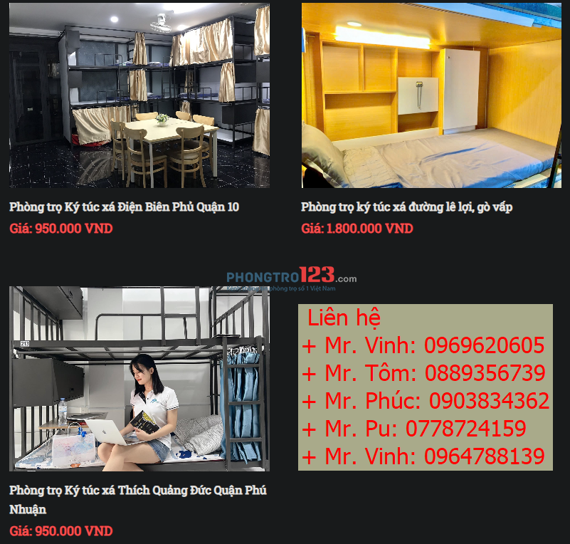 PHÒNG TRỌ – KÝ TÚC XÁ CAO CẤP GIÁ RẺ CHỈ TỪ 950K/THÁNG – FULL TIỆN NGHI, GIỜ GIẤC TỰ DO