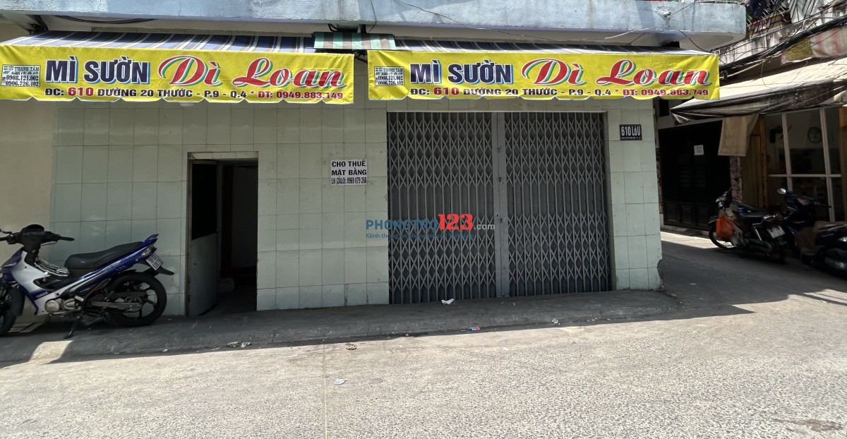 CHO THUÊ MẶT BẰNG KINH DOANH, ĐƯỜNG 20 THƯỚC Q.4