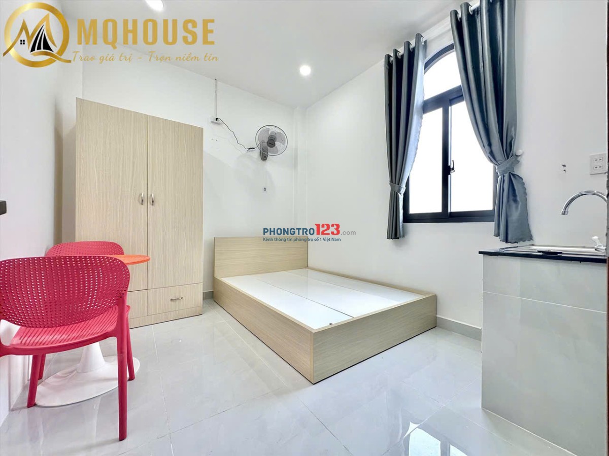 Cho Thuê Căn Hộ Mới 100% - Full Nội Thất - Thang Máy - Cửa Sổ Thoáng - Gần Chợ Bà Chiểu - Giá 9tr