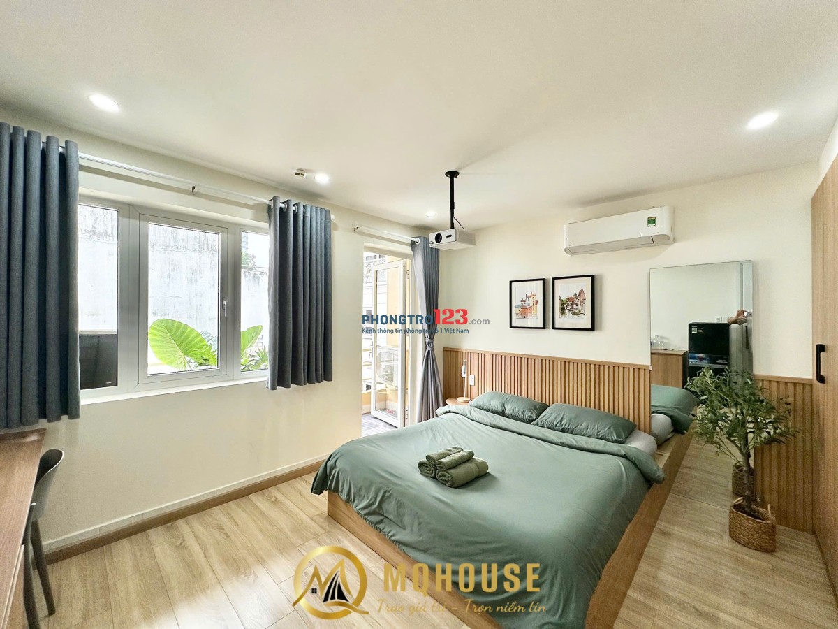 Cho thuê căn hộ trung tâm, ban công 45m2. Giặt Sấy Riêng, Gần Bason, Đh Nhân Văn