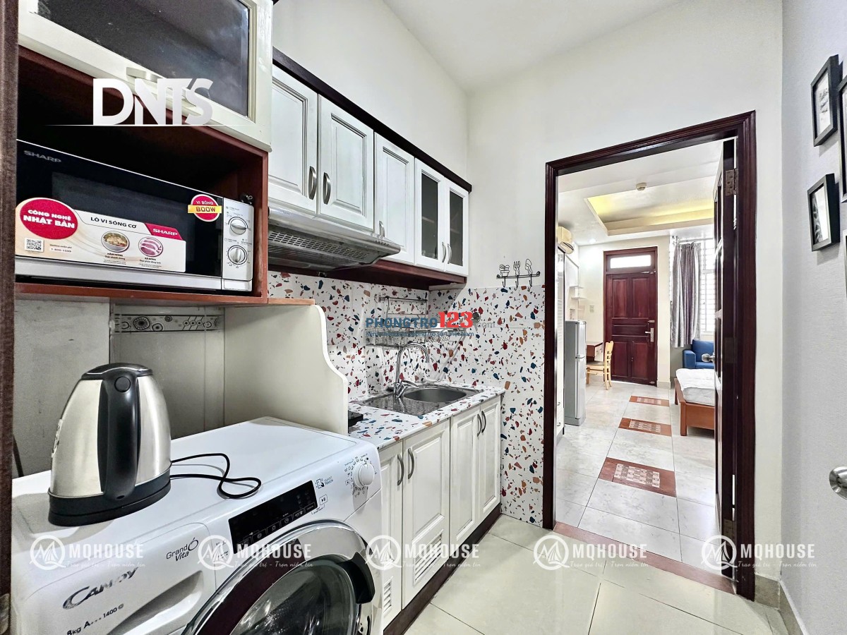 Cho thuê phòng quận 3_1PN 45m2_Thang máy_Ban công+cửa sổ_Gần Hồ Con Rùa_Chợ Tân Định_CV Lê Văn Tám