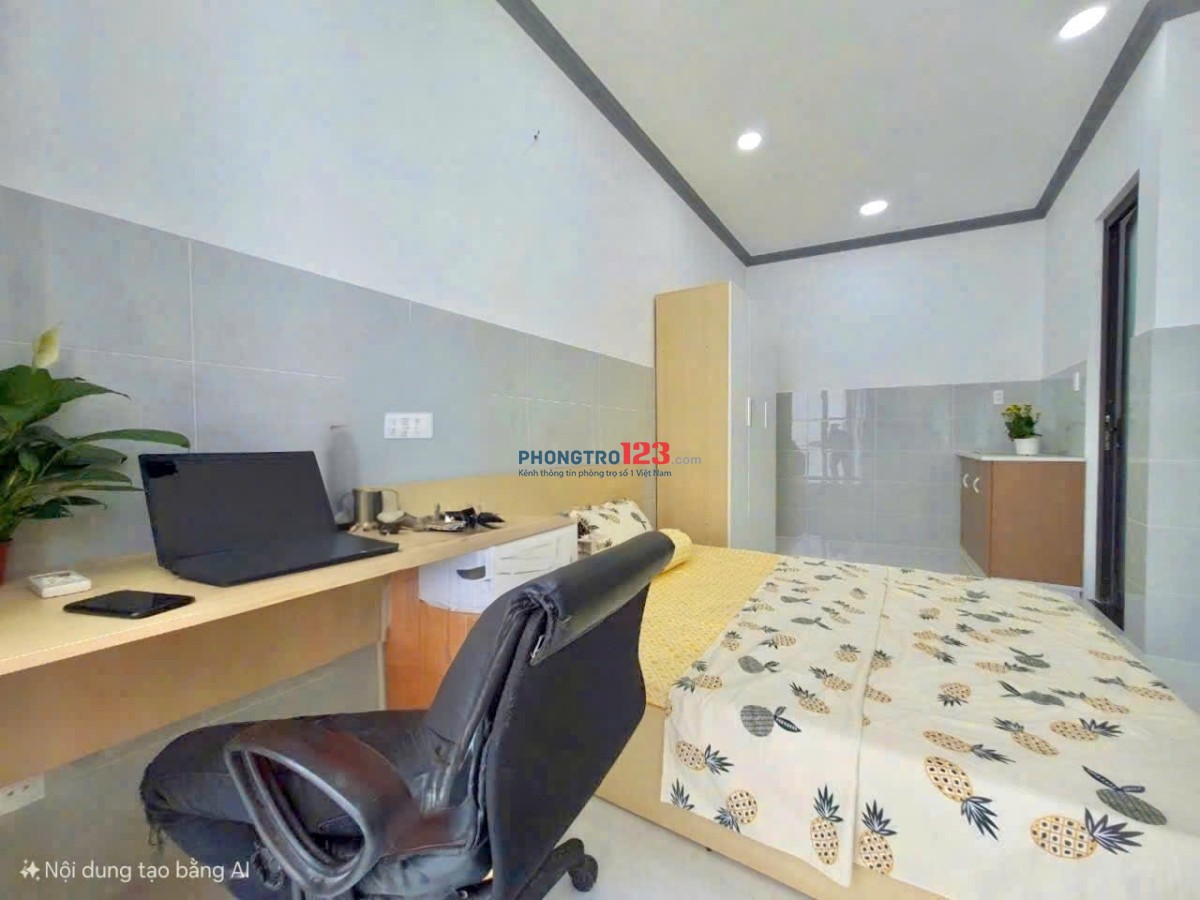 Phòng trọ ban công full nội thất 30m2 gần ĐH Ngoại Thương, Hutech, Hồng Bàng đường Nguyễn Gia Trí