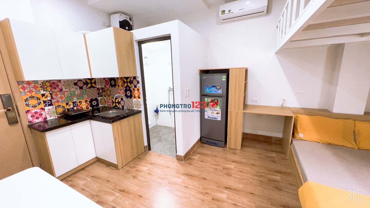 Cho thuê căn CCMN 2 không gian ngủ Full đồ, có gác, cửa sổ ngõ 21 Lê Văn Lương