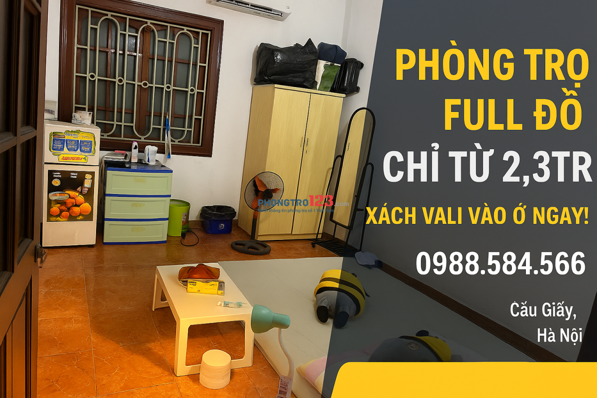 2,3tr – Phòng full đồ Dương Quảng Hàm, quận Cầu Giấy