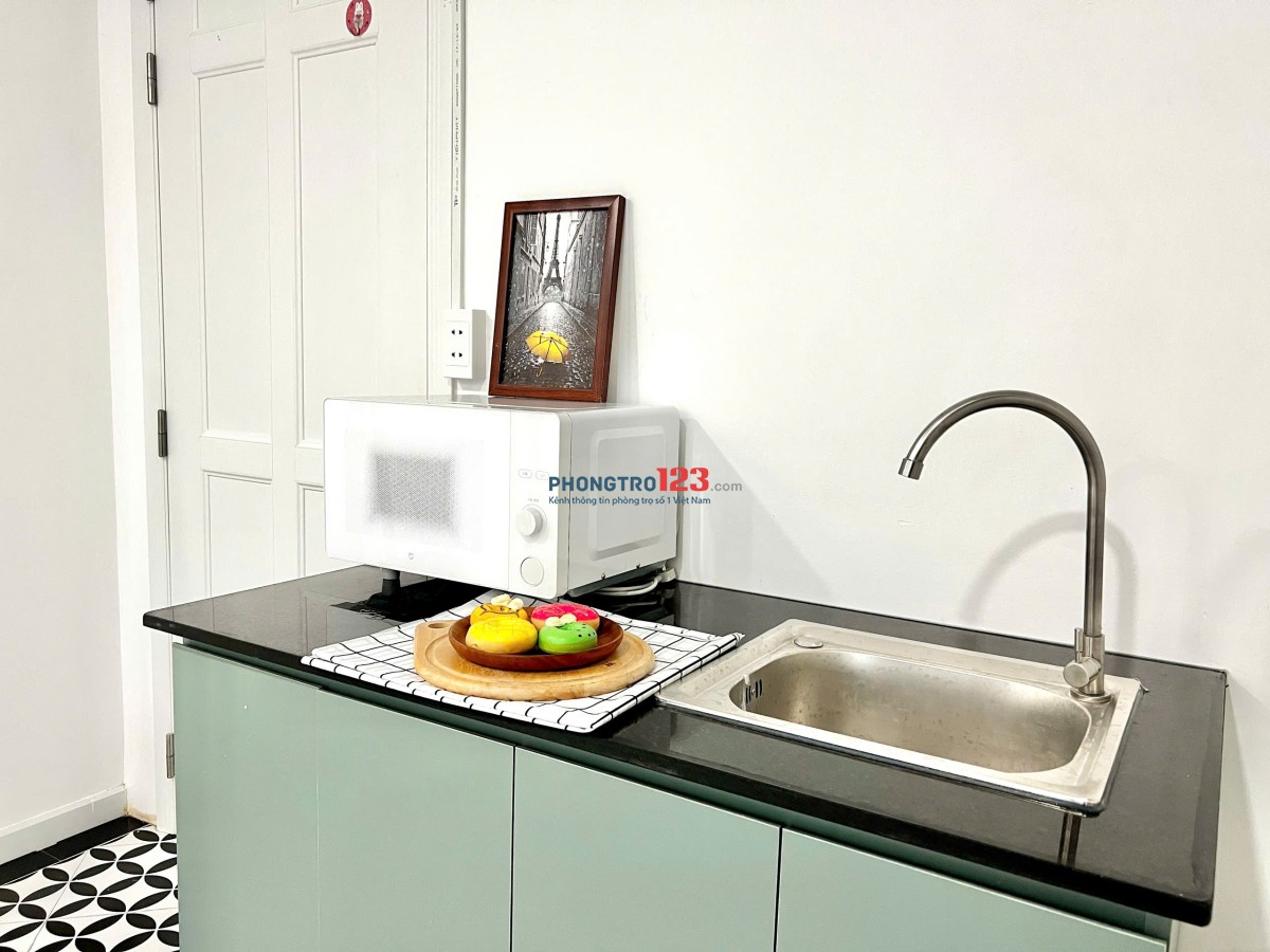 Căn hộ studio ban công/cửa sổ full nội thất gần Lotte, Cresent mall, chợ Tân Mỹ, Nguyễn Lương Bằng