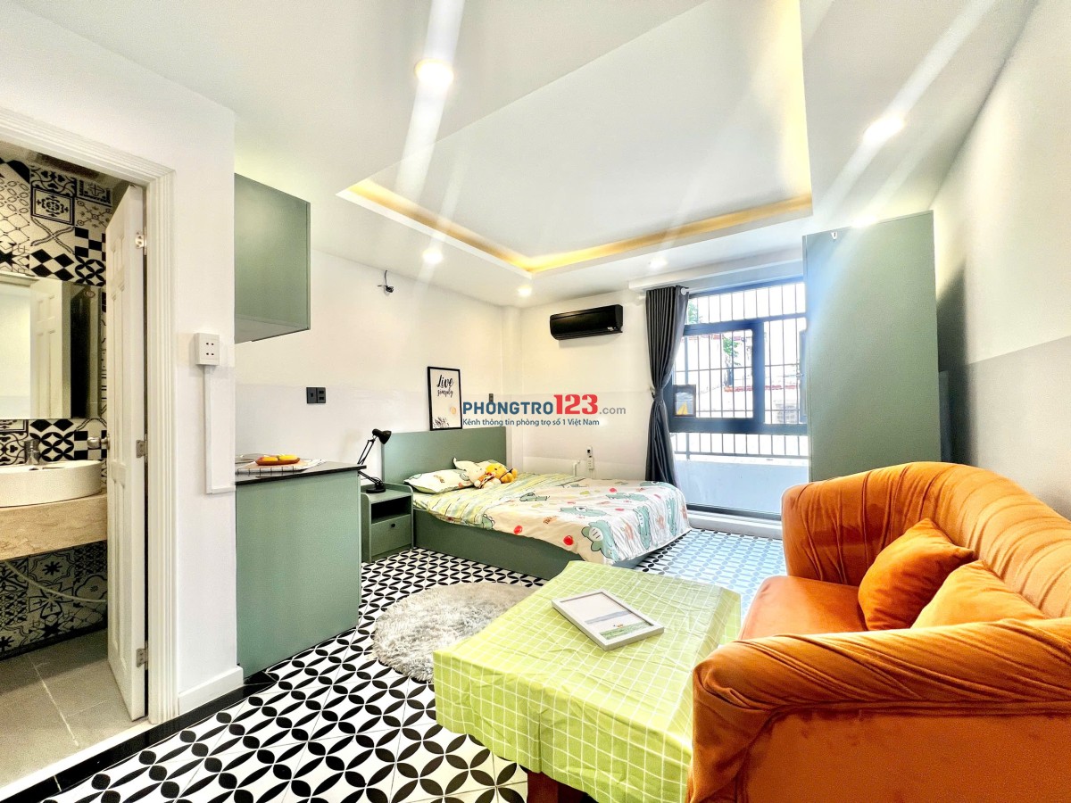 Căn hộ studio ban công/cửa sổ full nội thất gần Lotte, Cresent mall, chợ Tân Mỹ, Nguyễn Lương Bằng