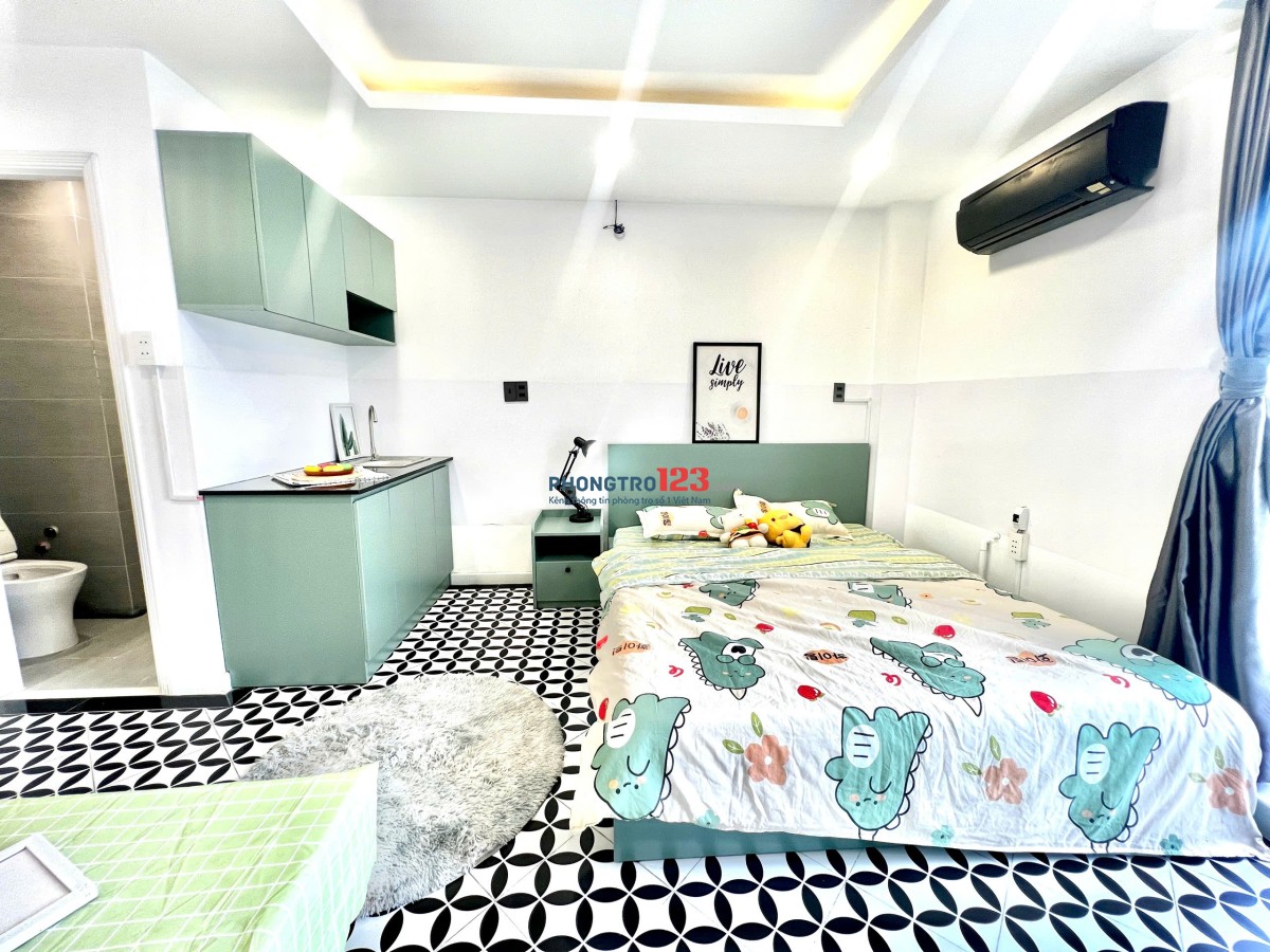 Căn hộ studio ban công/cửa sổ full nội thất gần Lotte, Cresent mall, chợ Tân Mỹ, Nguyễn Lương Bằng