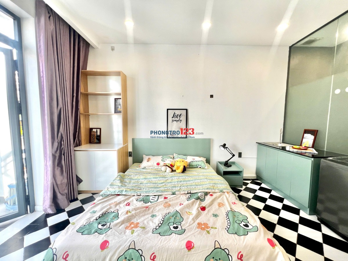 Căn hộ studio ban công/cửa sổ full nội thất gần Lotte, Cresent mall, chợ Tân Mỹ, Nguyễn Lương Bằng