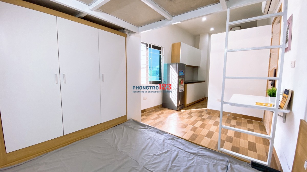 Cho thuê căn CCMN 2 không gian ngủ Full đồ, có gác, cửa sổ ngõ 21 Lê Văn Lương