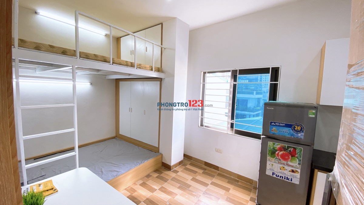 Cho thuê căn CCMN 2 không gian ngủ Full đồ, có gác, cửa sổ ngõ 21 Lê Văn Lương