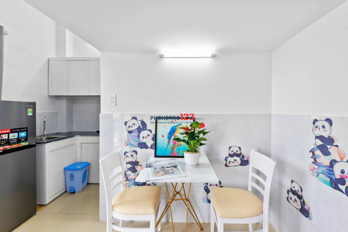 Cho thuê phòng gác cao, bancong, cửa sổ lớn, full nội thất_Bình Thạnh, gần Văn Lang, IUH