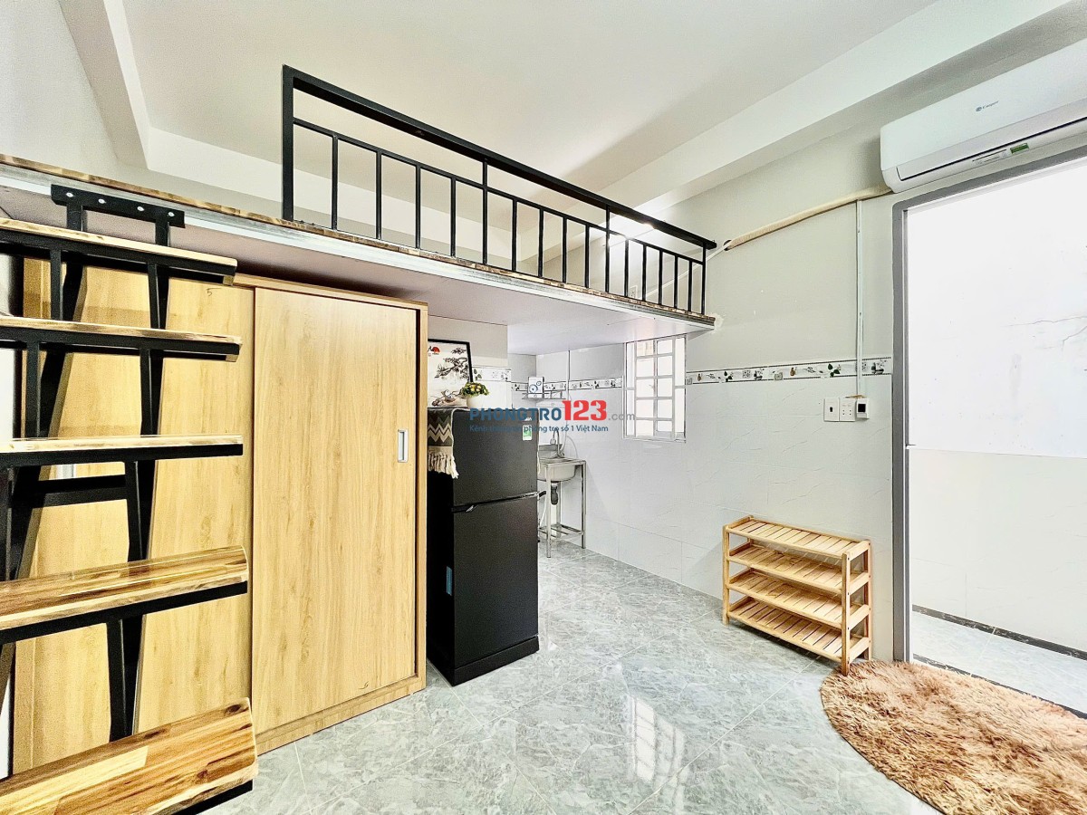 CHO THUÊ PHÒNG TRỌ MỚI GẦN ĐẠI HỌC VĂN LANG 35M2, FULL NỘI THẤT,GÁC RỘNG, GẦN EMART PHAN VĂN TRỊ, BT