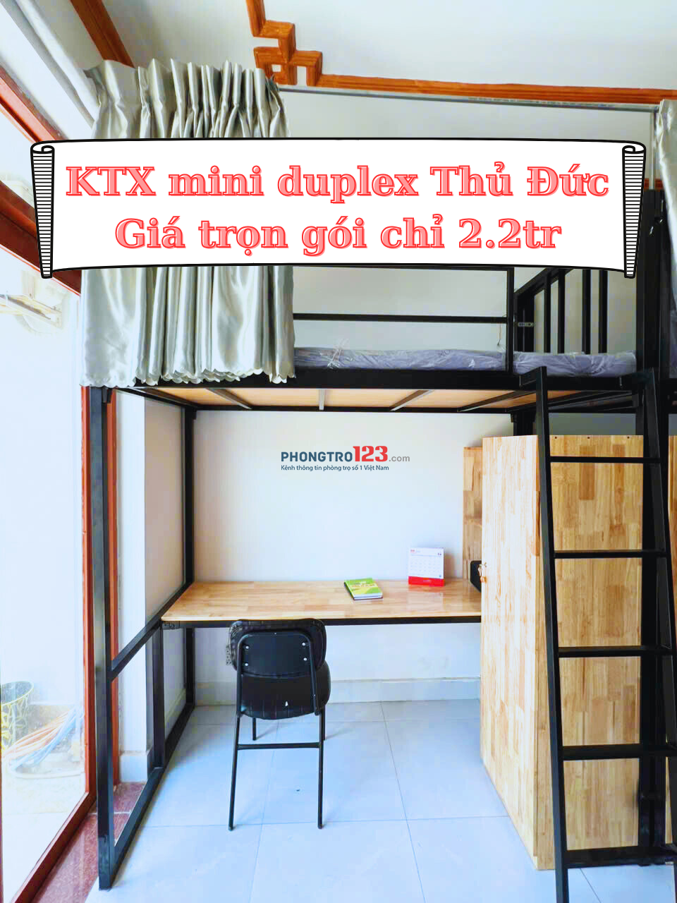 Phòng ở ghép MINI DUPLEX siêu sang, ngay 449 Lê Văn Việt Quận 9 Thủ Đức, giá chỉ 2tr2/th.