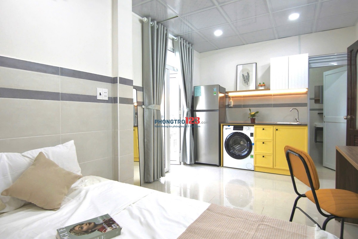 Phòng 35m2 mới, ban công trời, máy giặt riêng, Nơ Trang Long, Bình Thạnh, gần đại học Văn Lang