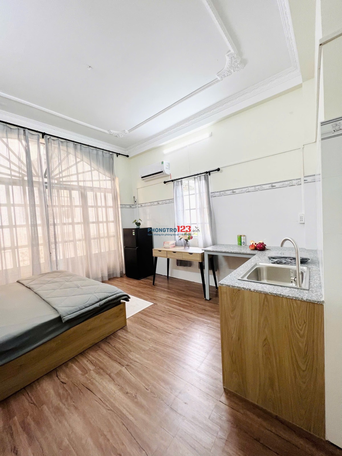 Cho thuê phòng trọ ở Lý Chính Thắng quận 3 nhà mới xây phòng chưa qua sử dụng hẻm thông ra Hoàng Sa