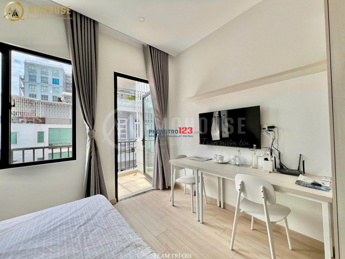 Căn hộ Quận 1, Full Nội Thất, Studio tách bếp, ban công, cửa sổ, Gần ISB, Chợ Tân Định