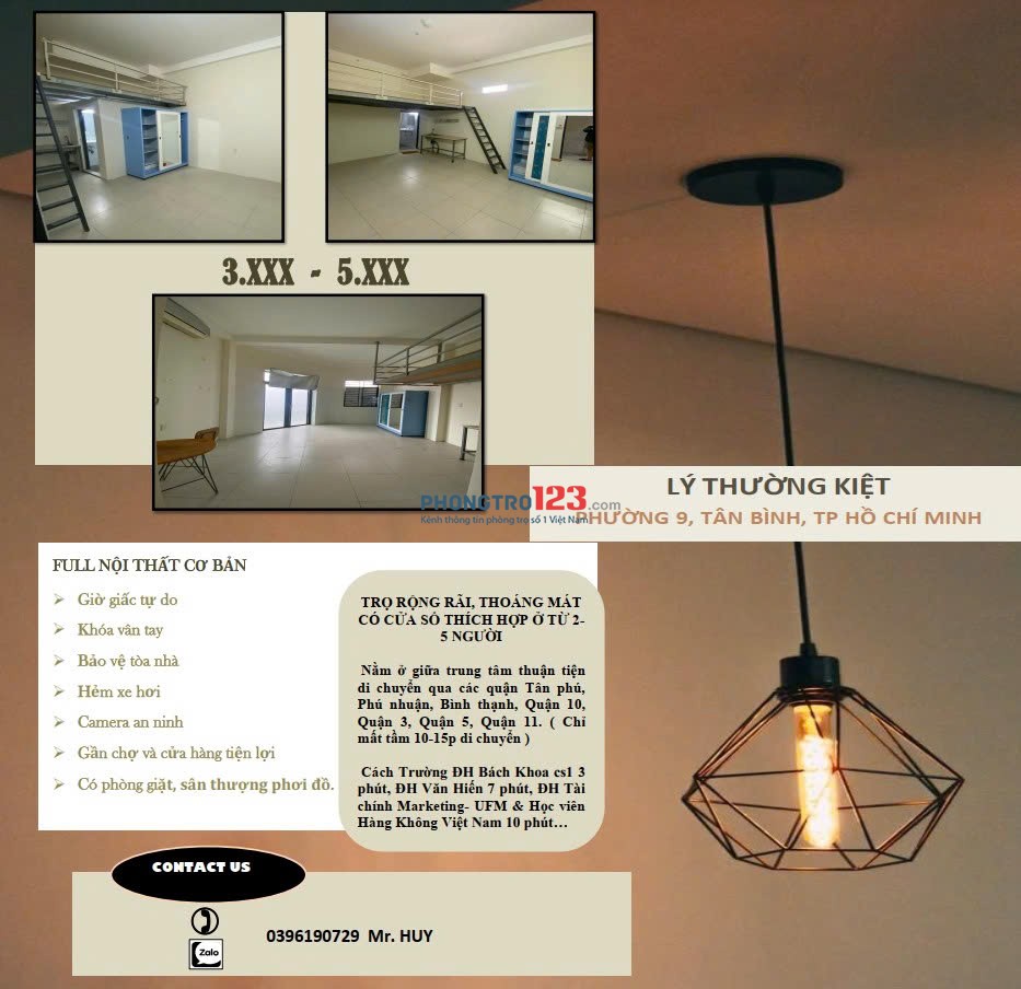 Cho thuê phòng trọ chi phí phù hợp