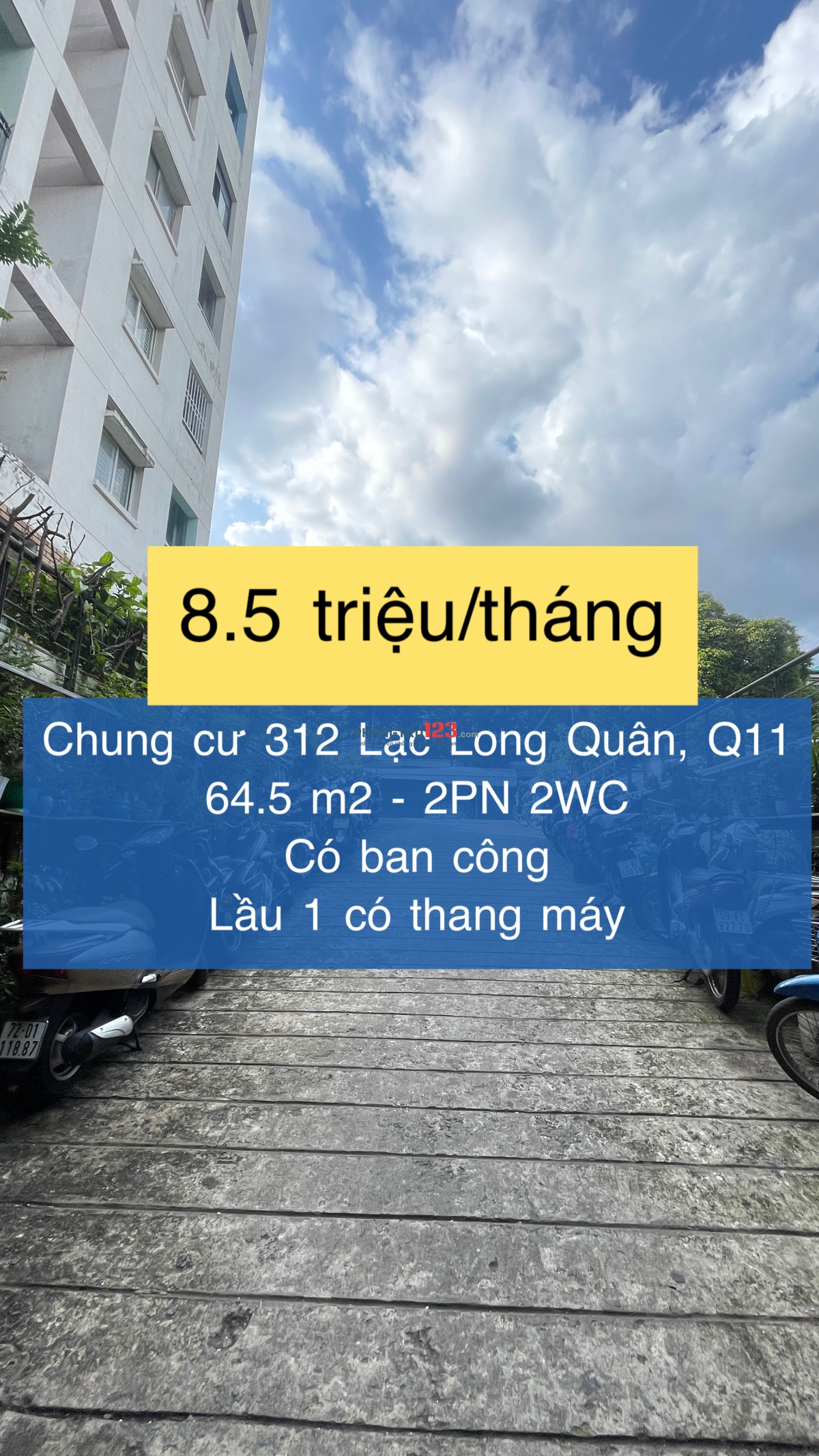 Căn hộ lầu 1 chung cư 312 Lạc Long Quân