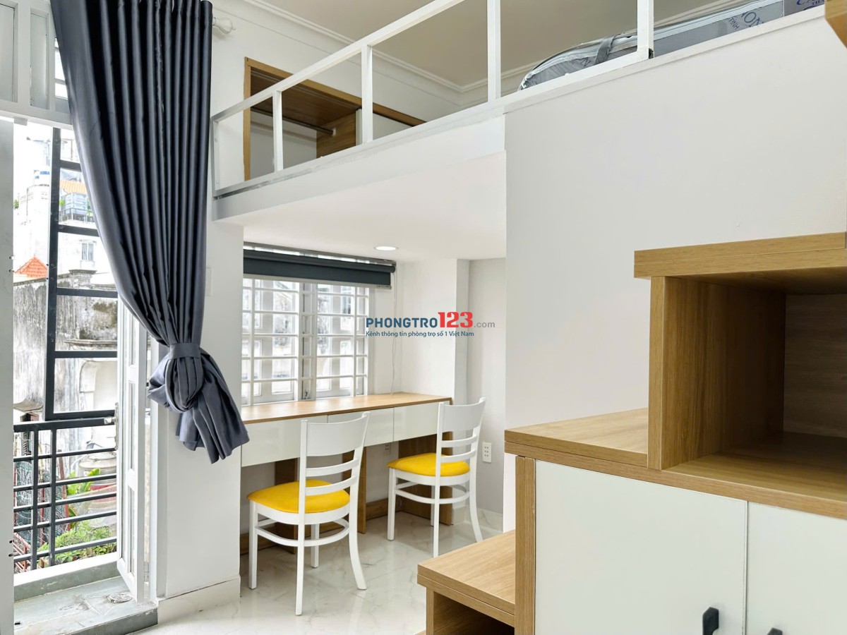 CHO THUÊ PHÒNG TRỌ CÓ GÁC PHÚ NHUẬN 35M2 FULL NỘI THẤT - GẦN CẦU CÔNG LÝ, BAN CÔNG, MÁY GIẶT RIÊNG