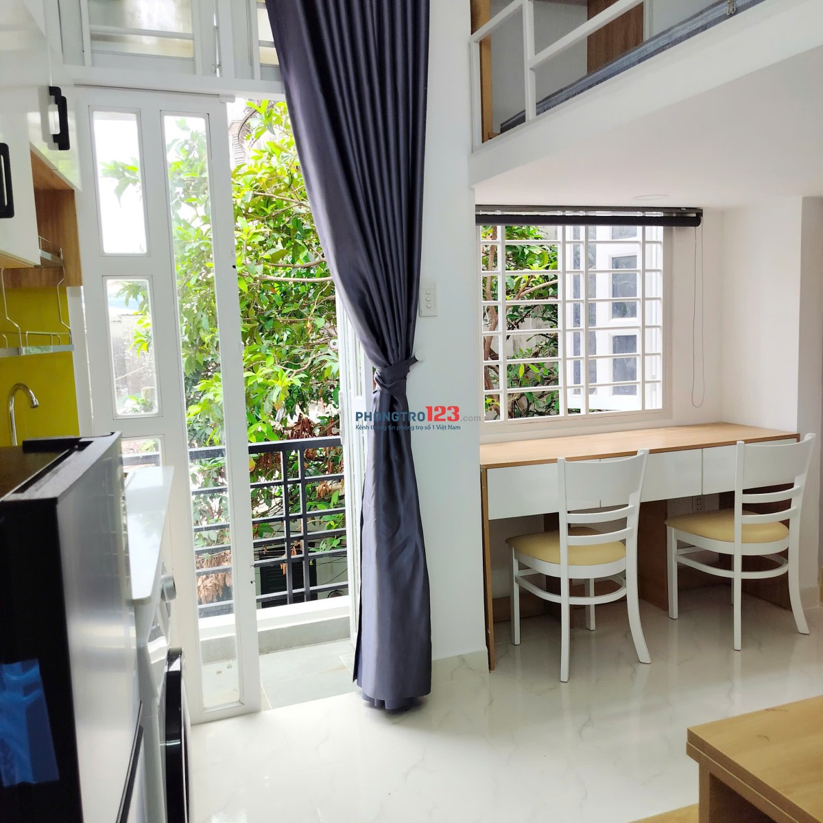 CHO THUÊ PHÒNG TRỌ CÓ GÁC PHÚ NHUẬN 35M2 FULL NỘI THẤT - GẦN CẦU CÔNG LÝ, BAN CÔNG, MÁY GIẶT RIÊNG