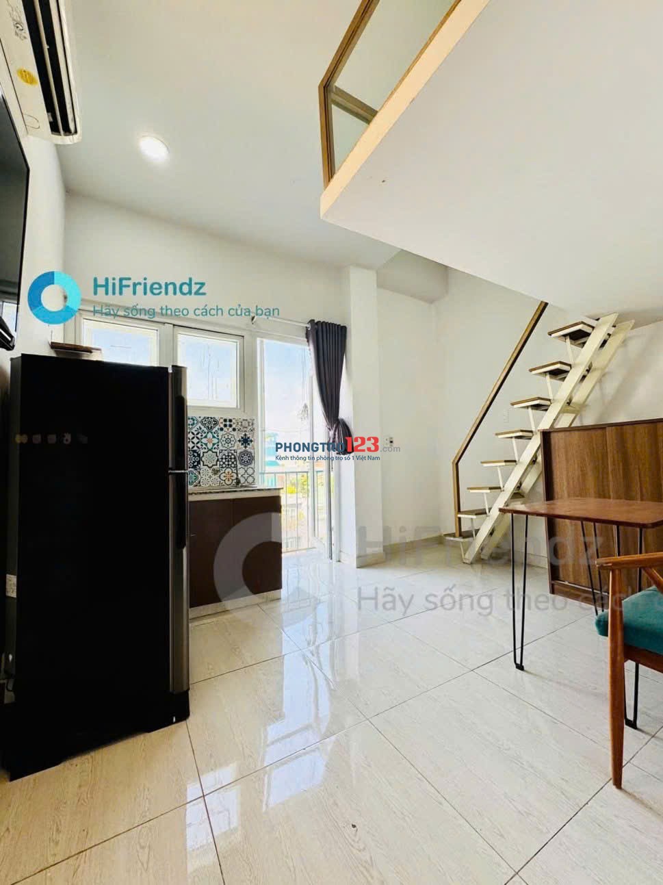 Cho thuê phòng trọ có Gác cao Full Nội thất 35m2 có Ban công - Máy giặt riêng Nguyễn Văn Đậu gần Q1