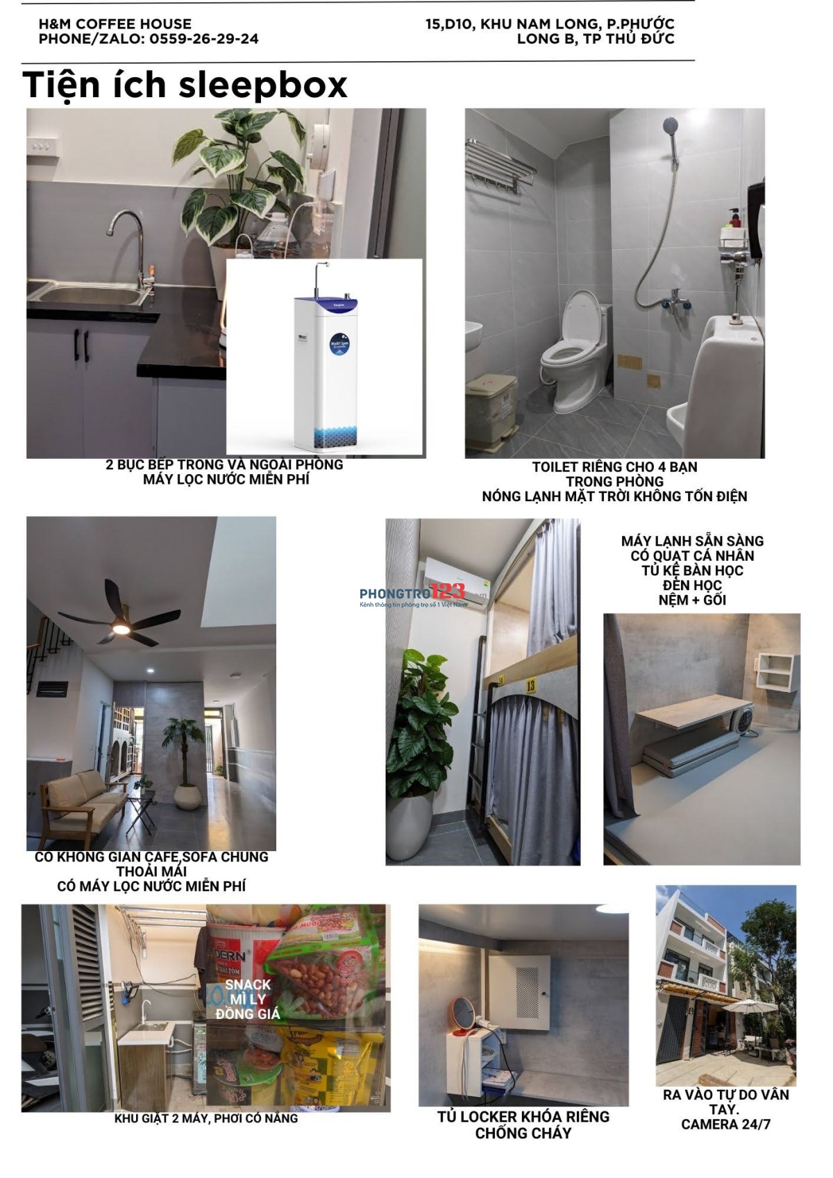 Chính chủ Sleepbox ktx dorm Nam gần Global City khu Cn cao