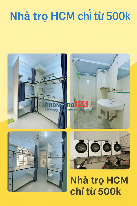 Ký túc xá Quận Bình Tân giá rẻ Bao điện nước, sạc được xe điện, có khắp HCM