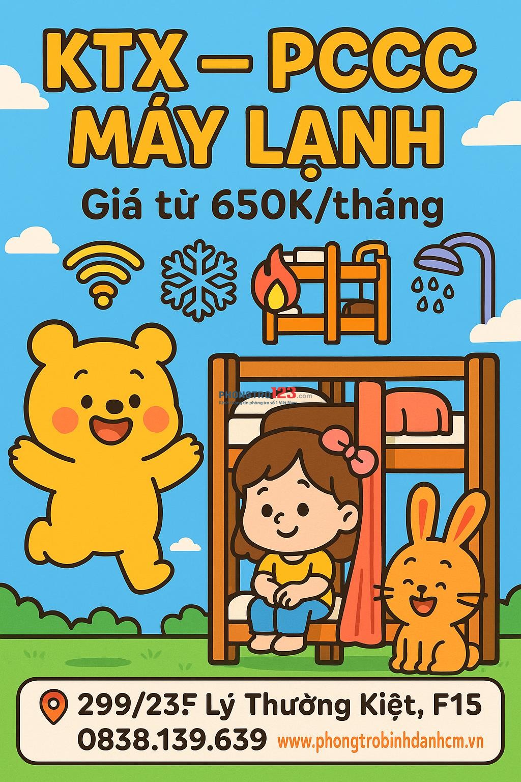  CHO THUÊ KÝ TÚC XÁ GIÁ RẺ – CHỈ TỪ 650K/THÁNG Vị trí đắc địa: Trung tâm Quận 11 – Gần ĐH Bá