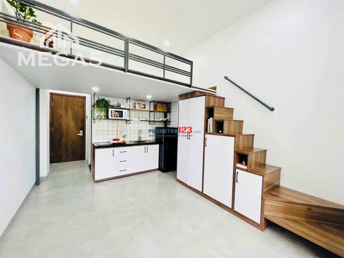 Căn hộ có gác cho thuê Ở được từ 3 - 4 người Full nội thất giá sinh viên nằm Ngay Nguyễn Thị Định