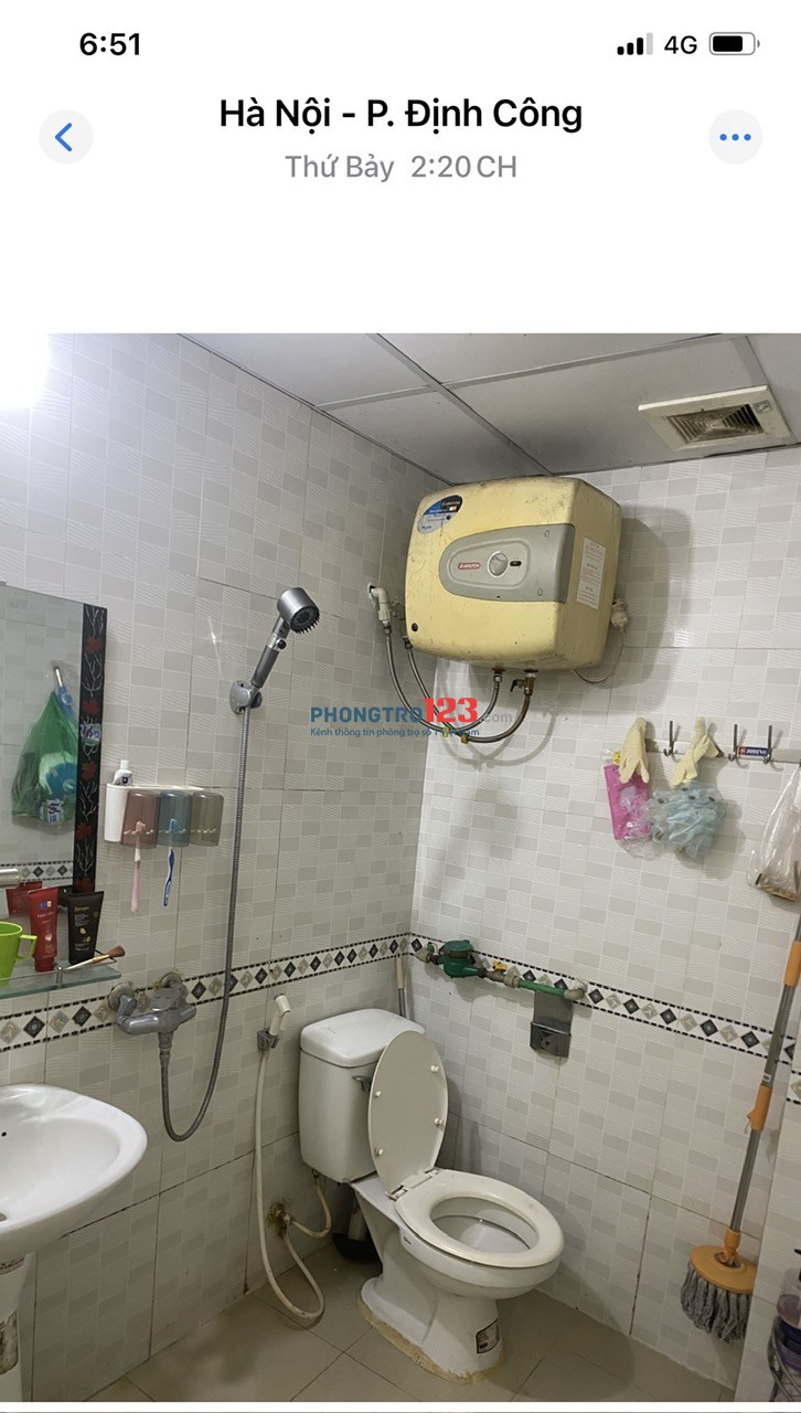 Cho nữ thuê (share) phòng trọ đẹp 20m2 trong CCMN phố Định Công, Hoàng Mai, 1,5tr full nội thất