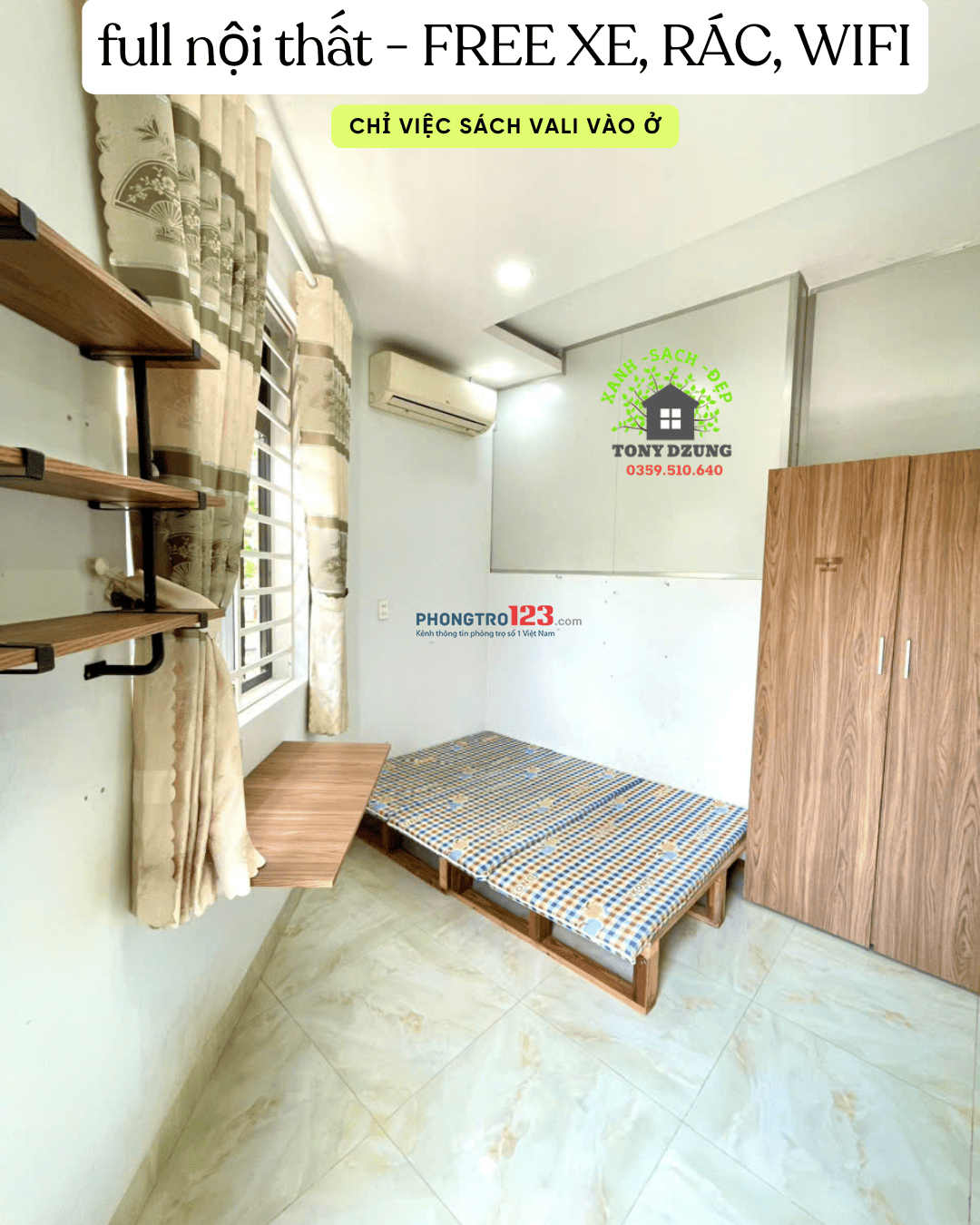 PHÒNG BAN CÔNG & CỬA SỔ - FULL NỘI THẤT - GẦN CẦU VƯỢT NGÃ TƯ GA Q.12