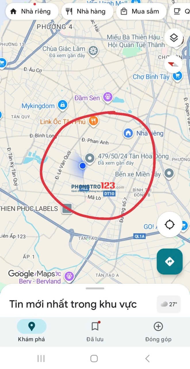 CHO THUÊ CĂN HỘ 2PN / 2WC – 1PK TÁCH RIÊNG CÓ VIEW BAN CÔNG – QUẬN BÌNH TÂN