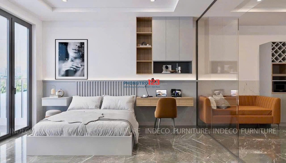 1PN vách kính ngăn – Ban Công – Full Nội Thất Gần Lotte Mart, Quận 7, Thuận Tiện Di Chuyển Q1,4