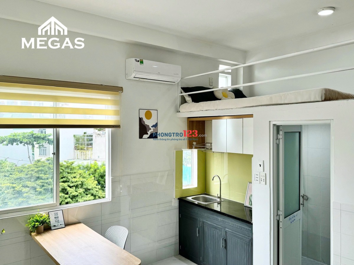 Cho thuê phòng gác mới có nội thất, cửa sổ lớn cực thoáng - bảo vệ 24/24, thang máy