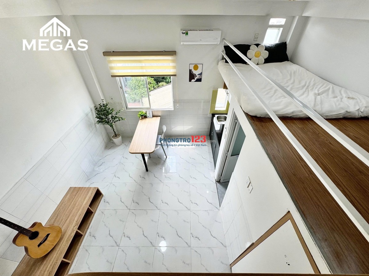 Cho thuê phòng gác mới có nội thất, cửa sổ lớn cực thoáng - bảo vệ 24/24, thang máy