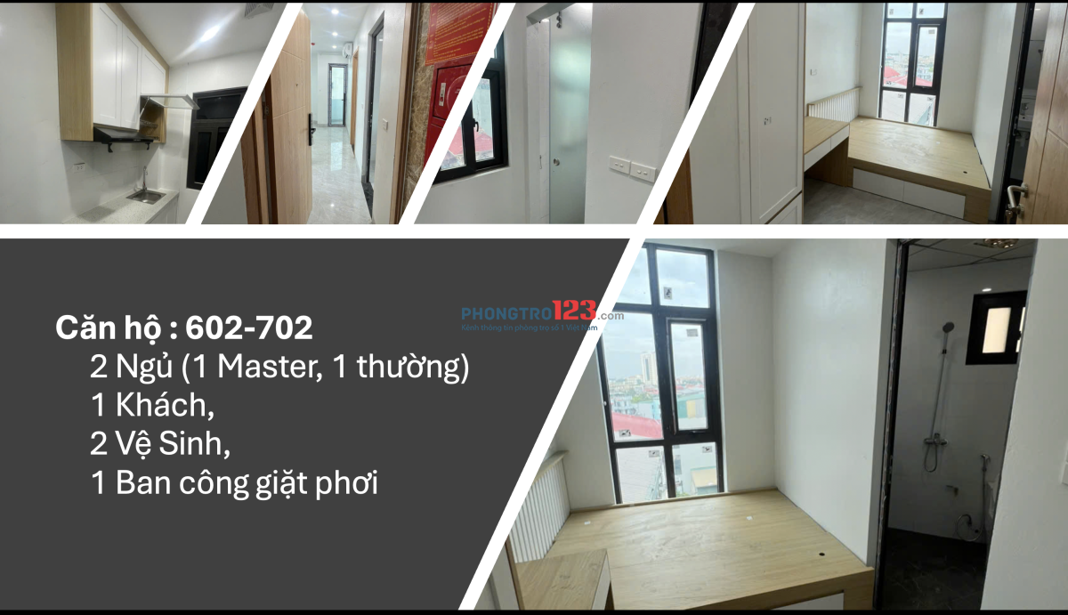 Căn hộ cho thuê: 2N - 1K - 2VS - 1 bếp riêng không ám mùi - 1 ban công giặt phơi quần áo